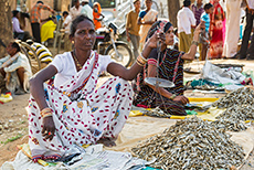 Fischverkäuferin auf einem Markt