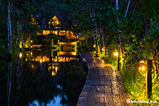 Das Haupthaus der Sacha Lodge, Amazonas Gebiet, Ecuador